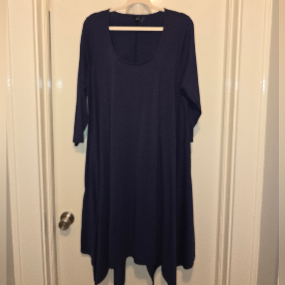 Torrid Asymmetic Navy Blue Dress 3/4 Length Sleeves Size 2  18-20.